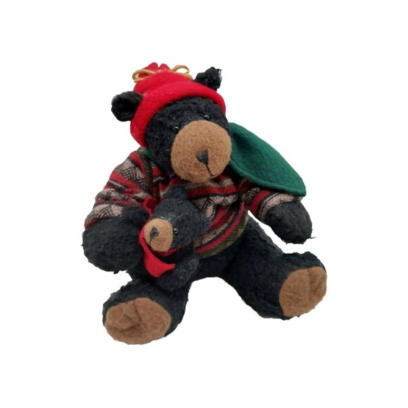 TJ Collection Black Bear Plush with Baby Bear 8'' Tall Decor Cabin Lodge - Picture 1 of 10